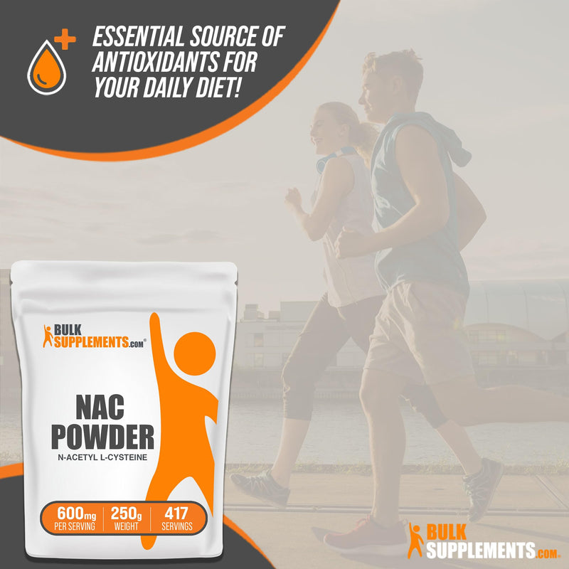 BULKSUPPLEMENTS.COM NAC Powder - N-Acetyl Cysteine 600mg, NAC Supplement, NAC 600 mg - Brain & Antioxidants Supplement - Gluten Free, 600mg per Serving, 417 Servings, 250g (8.8 oz) 417 Servings (Pack of 1) - BeesActive Australia