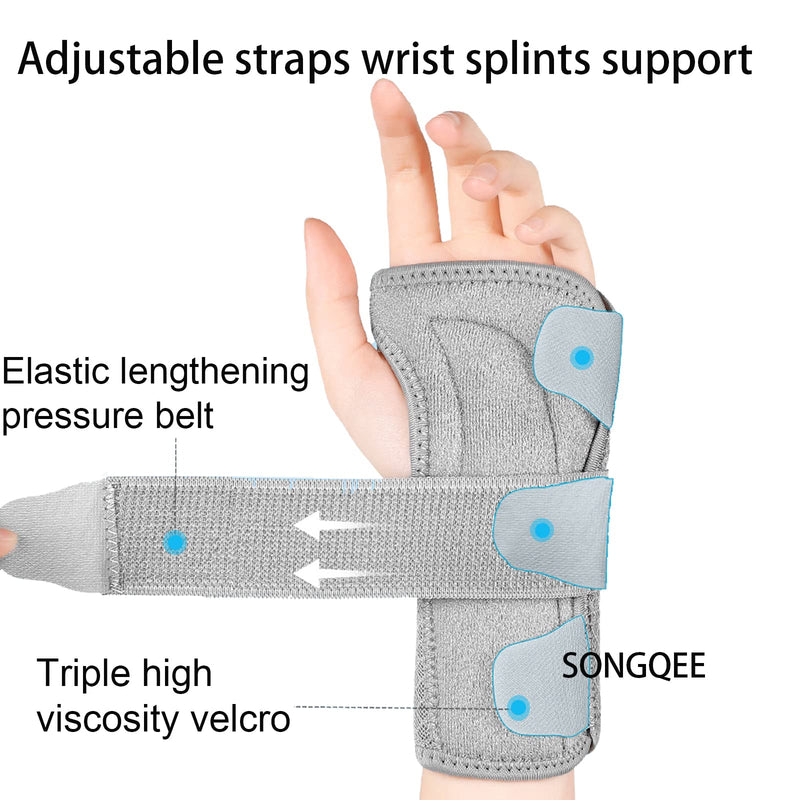 Carpal Tunnel Wrist Support Brace With Metal Splints Stabilizer, Breathable Wrist Splints Help Relieve Joint Pain, Arthritis, Tendonitis, Wrist Fractures/Sprain, Hand Support For Men Women (Right) M Right Hand-Grey - BeesActive Australia