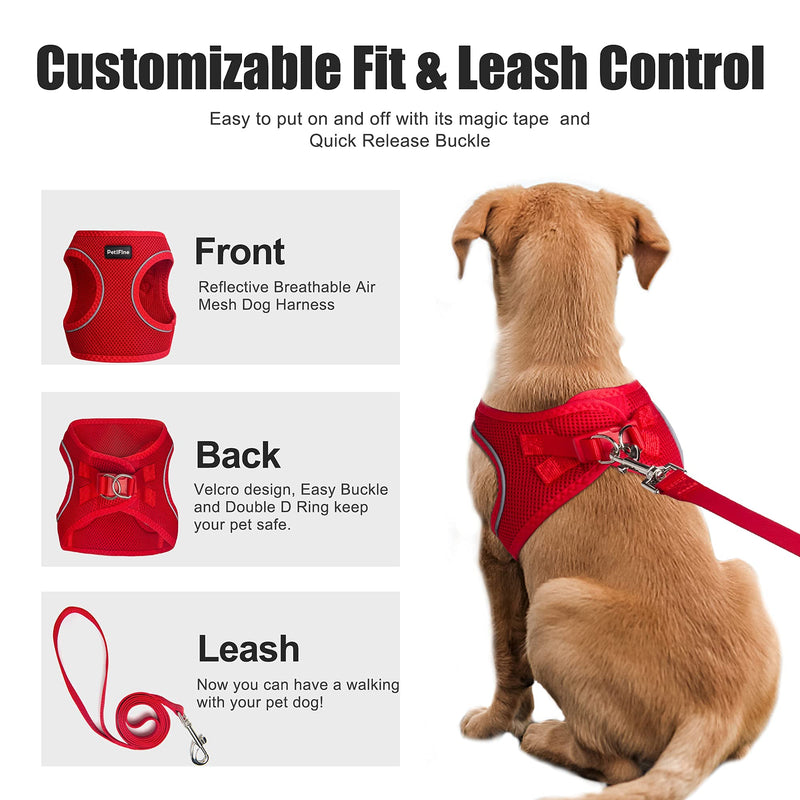 PetiFine Step in Dog Harness and Leash Set, Cat Harness and Leash Escape Proof, All Weather Mesh Reflective, Step-in Air Vest Harness for Cat Puppy Extra Small/Small/Medium Dogs… XXS | Neck: 11.4''-12.2'' Chest:12.6''-14.2'' | Red - BeesActive Australia