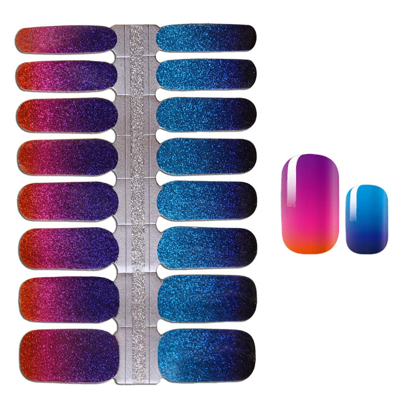 SILPECWEE 5 Sheets Adhesive Nail Wraps Polish Stickers Tips With 1Pc Nail File Solid Color Nail Decals Manicure Strips Set For Women NO1 - BeesActive Australia