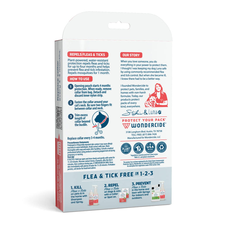 Wondercide - Flea and Tick Cat Collar - Flea, Tick, and Mosquito Repellent, Prevention for Cats - with Natural Essential Oils - Pet and Family Safe - Up to 4 Months Protection - BeesActive Australia