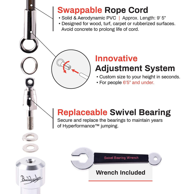 Buddy Lee Jump Ropes Aero Speed Black Original Ball Bearing Jump Rope, 6 Aluminum Jump Rope Handles. Perfect Jump Rope for Fitness, CrossFit Gym, Endurance Jumping, Double Unders, and Extreme Jumping Silver - BeesActive Australia