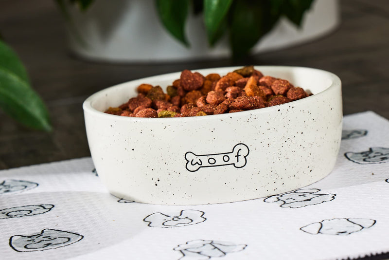 Pearhead Pet Feeding Accessories, Dog and Cat Food and Water Bowl, Dog Treat Jar, Holiday Pet Home Décor, Pet Feeding Mat, Pet Owner Accessories Woof Pet Bowl Dish - BeesActive Australia