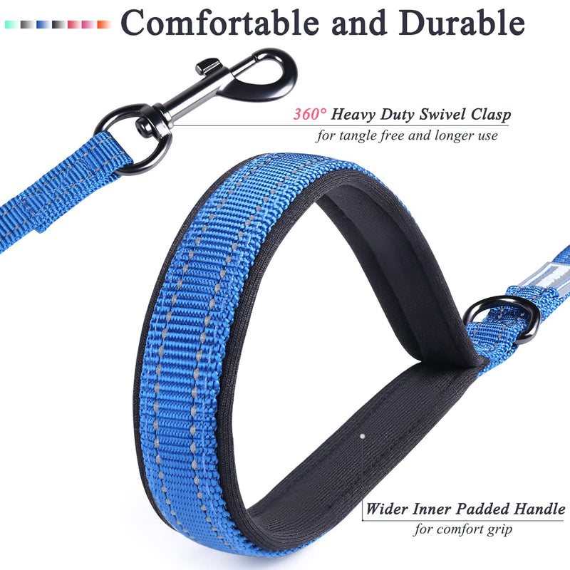 VIVAGLORY Dog Leash with Padded Handle, Heavy Duty Reflective Nylon Training Leash Walking Lead for Small to Large Dogs 6 ft. x 1 in. (25~120 lbs.) Blue - BeesActive Australia