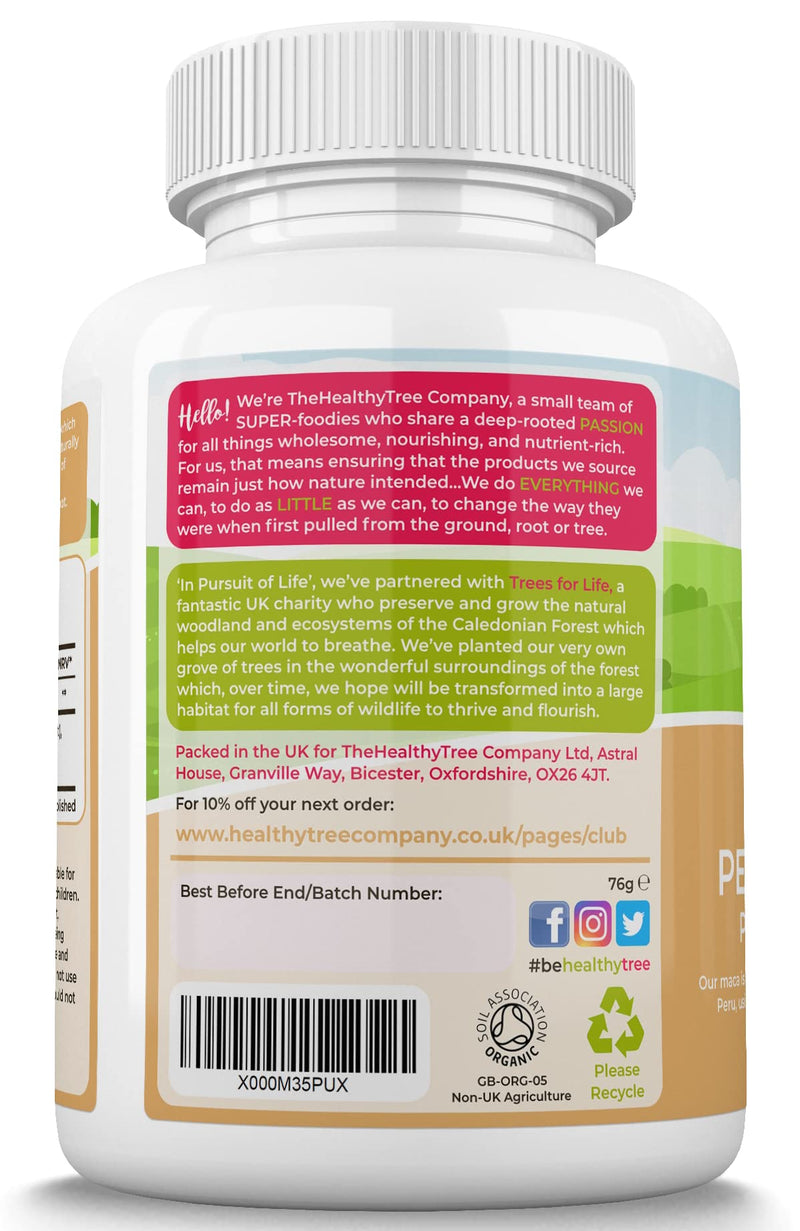 Organic Maca Capsules by TheHealthyTree Company - High Strength 2500mg Extract per Capsule for Men and Women - 120 Vegan Maca Root Powder Tablets - BeesActive Australia