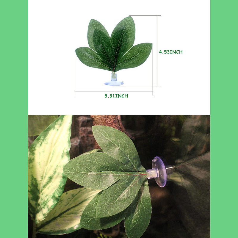 Reptile Plants Leaves Terrarium Plants Habitat Decoration Accessories Decorate Grass Leaf with Suction Cup for Gecko Snake Tortoise 5pcs - BeesActive Australia