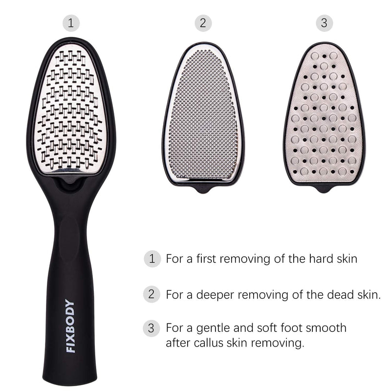 FIXBODY Professional Pedicure Kit, 3 in 1 Replaceable Stainless Steel Foot Rasp File Callus Remover, Dead Skin, Cracked heels, Feet Scrubber Corn Removal Set - BeesActive Australia