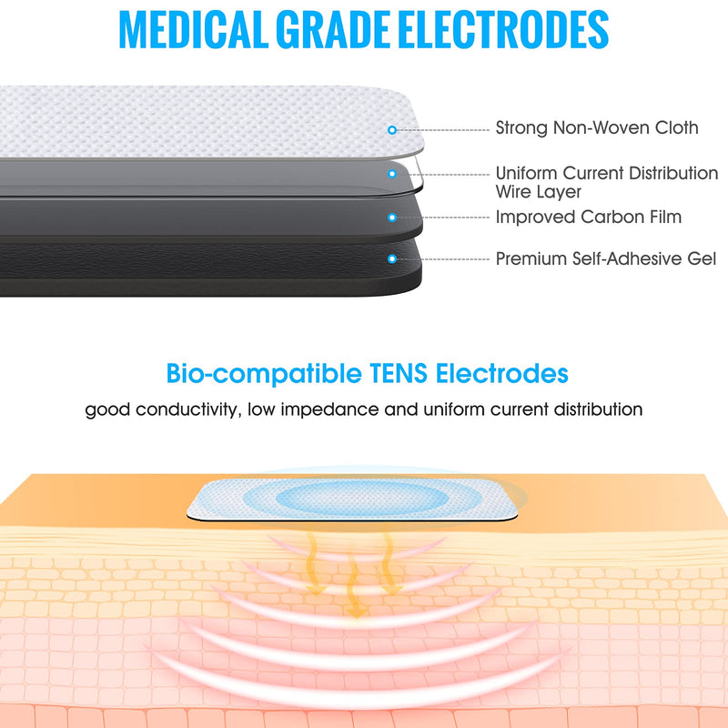 LiteTour 10 Pieces Large Electrode Pads for TENS Unit Replacement Pads for TENS Machine - BeesActive Australia