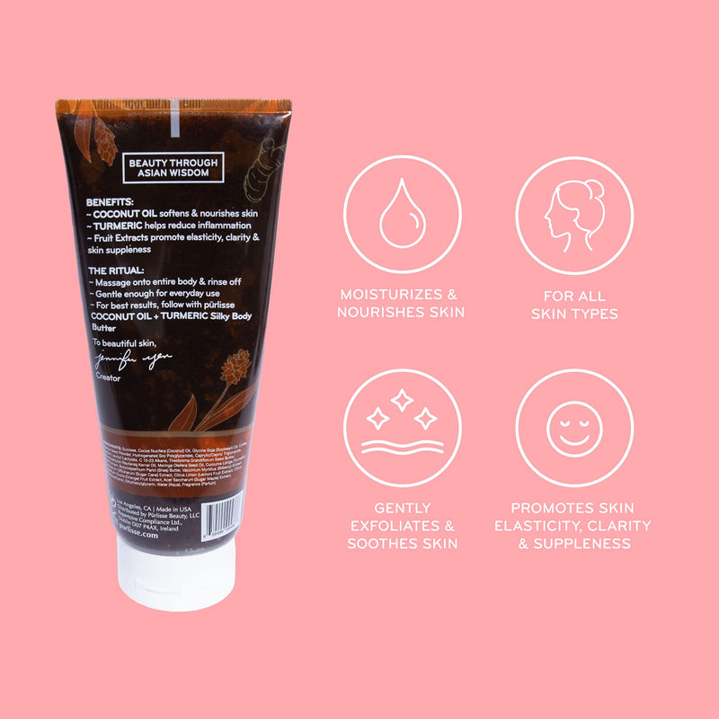 purlisse Coconut Oil Coffee + Turmeric Coffee Body Scrub: Cruelty-free & clean, Paraben & Sulfate-free, Gentle exfoliant, Anti-inflammatory |6oz - BeesActive Australia