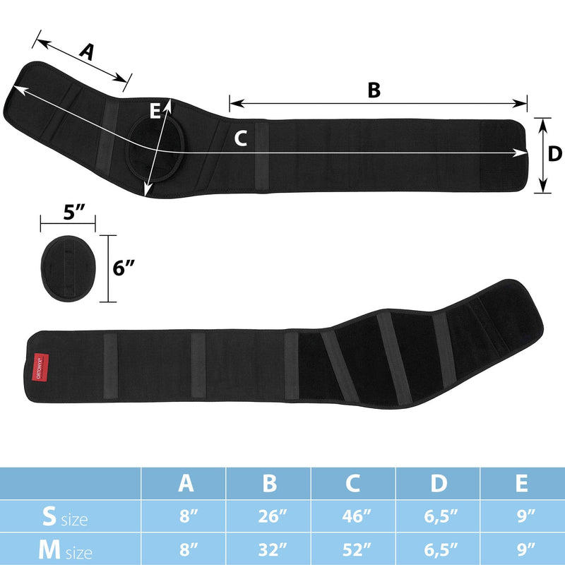 ORTONYX Ergonomic Umbilical Hernia Belt for Men and Women - Abdominal Support Binder with Compression Pad - Navel Ventral Epigastric Incisional and Belly Button Hernias Surgery Brace - OX353-L/XXL L/XXL (42"-57") Black - BeesActive Australia