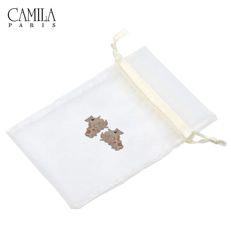 Camila Paris CP2401/2 Set of 2 French Hair Clip for Women, Small Amber, Antique, Girls Hair Claw Clips Jaw Fashion Durable and Styling Hair Accessories for Women, Made in France Amber 1" - BeesActive Australia