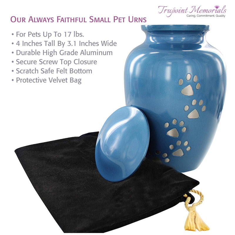 Trupoint Memorials Small Pet Urn for Dogs and Cats Ashes – A Loving Resting Place for Your Special pet – for Small Pets up to 17 Pounds Blue to 17 Pounds - BeesActive Australia