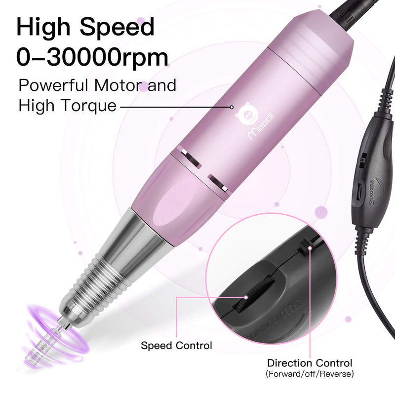 Moocii Nail Drill for Acrylic Nail 30000 rpm Professional Portable Electric Nail File for Home Salon Low Heat High Speed Efile Nail Drill Machine for Gel Nail Natural Nail - BeesActive Australia