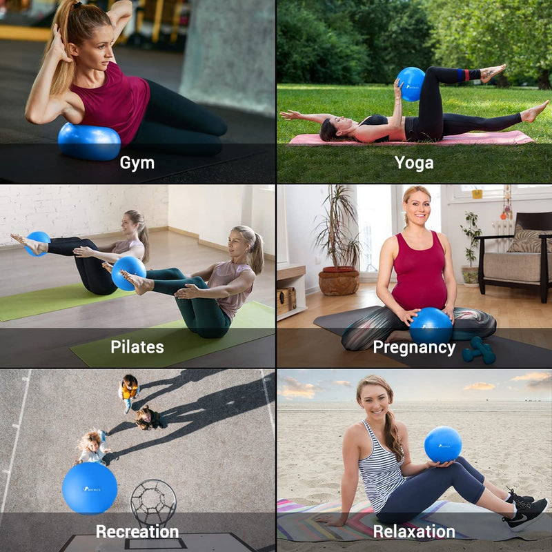 ROMIX 9 Inch Pilates Ball, 23cm Soft Anti-burst Mini Exercise Ball, Anti-slip Inflatable Small Fitness Ball for Adults Strength Training Stability Physio Therapy Balance Yoga Barre Home Gym Workout Blue - BeesActive Australia