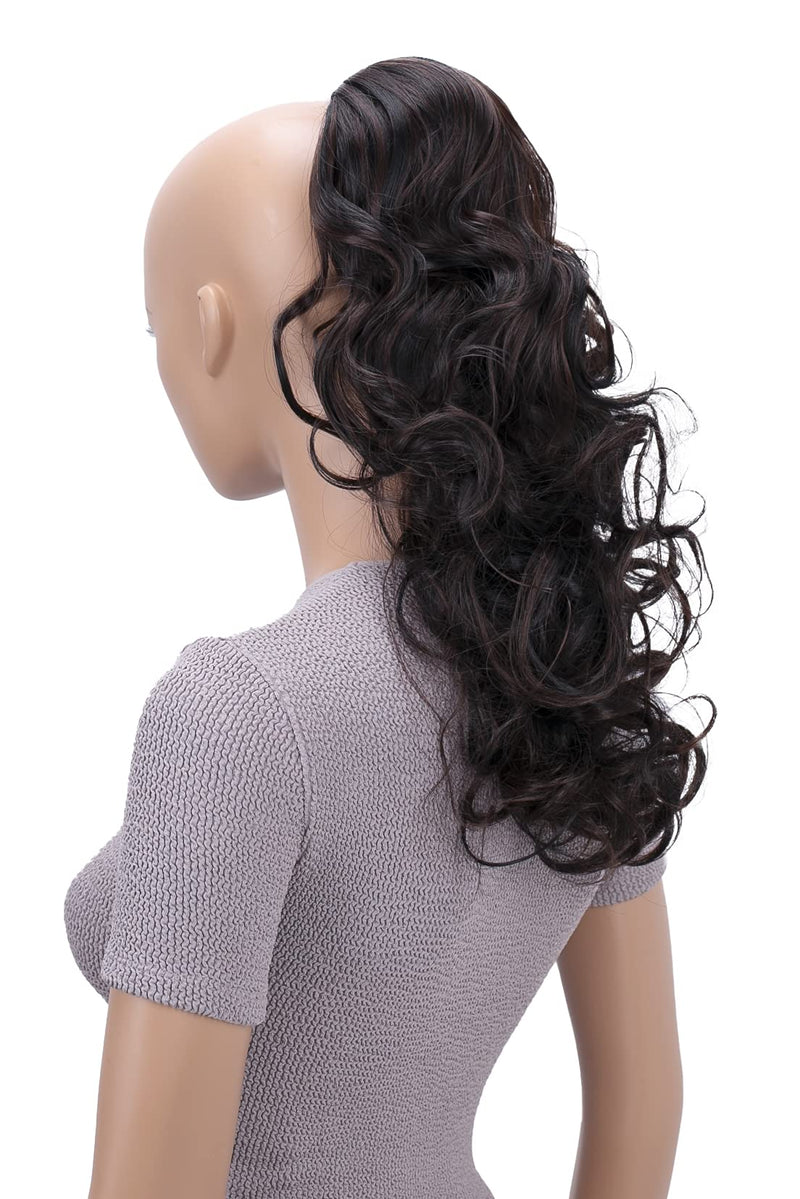 PRETTYSHOP 18" Hairpiece Ponytail Extensions Voluminous Wavy Black Dark Brown Mix PH34 black dark brown mix #1H6A PH34 - BeesActive Australia