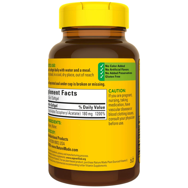 Nature Made Vitamin E 180 mg (400 IU) dl-Alpha Softgels, 180 Count for Antioxidant Support - BeesActive Australia