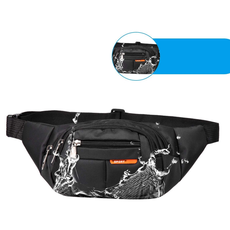 Sports Waist Packs Fanny Bag, Multiple Functions Hip Bum Chest Belly Back Bags with Adjustable Belt Strap for Men, Women Fit for Outdoor Events Like Hiking, Cycling, Running Black - BeesActive Australia