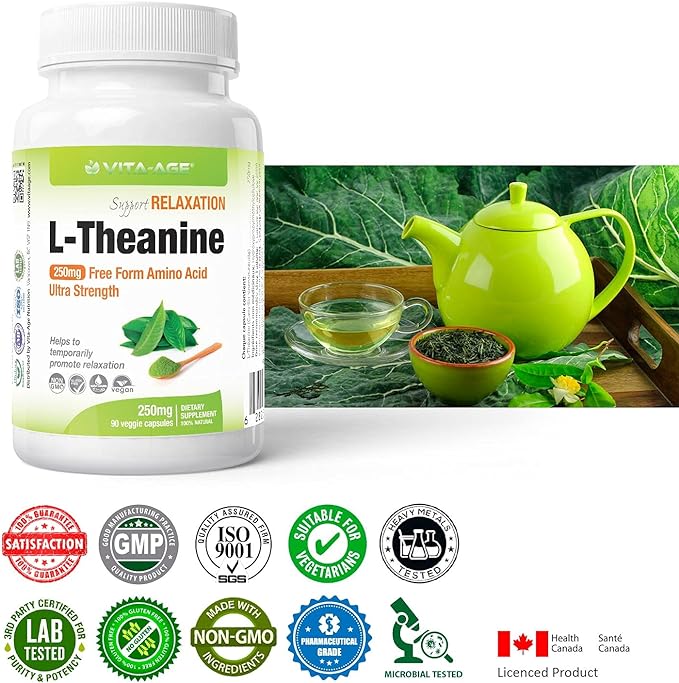 VITA-AGE L-Theanine L-theanine super strong 250mg combination 90 days supply (1 tablet/day/90 tablets) - BeesActive Australia