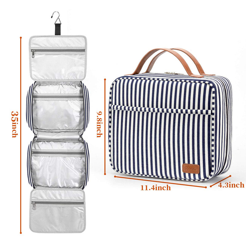 Hanging Travel Toiletry Bag, Large Capacity Wash Bag Waterproof Cosmetic Bag Makeup Organizer with 4 Compartments & 1 Sturdy Hook for Women/Men Blue - BeesActive Australia