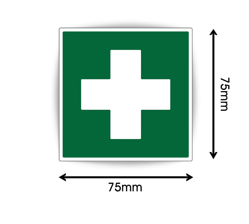 Pack of 2 First Aid Sign Self Adhesive (75 x 75 mm) Waterproof First Aid Sticker for Emergency Sara Prints® 75mm x 75mm - BeesActive Australia