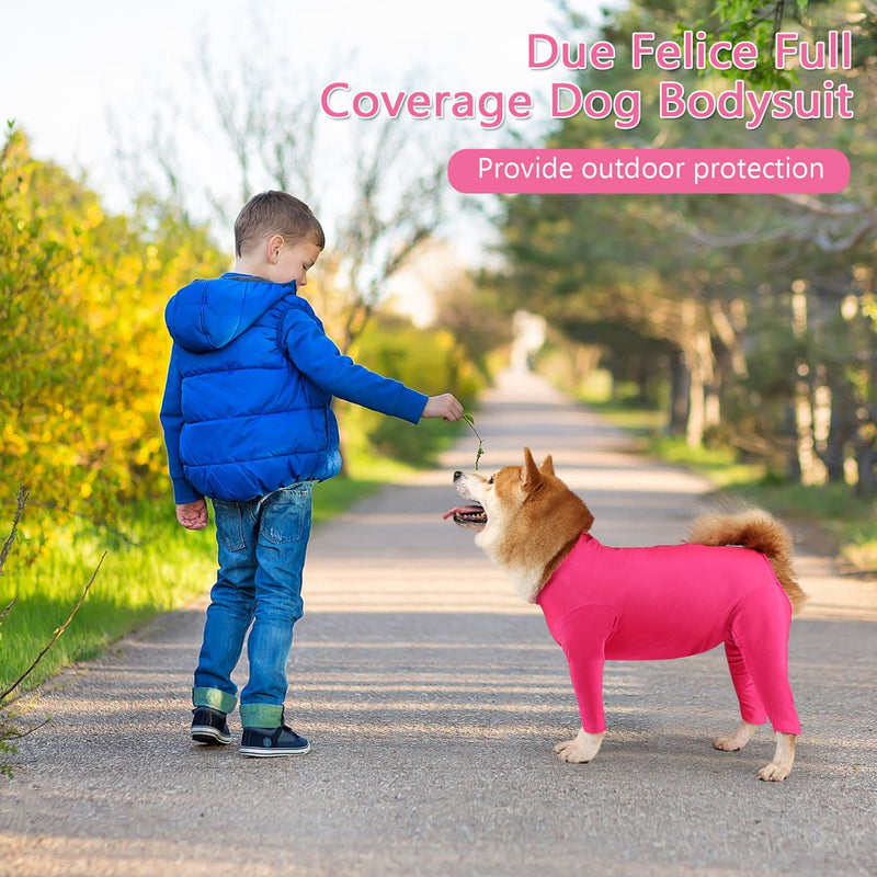 Due Felice Dog Onesie Shedding Suit Full Coverage Pet Surgical Recovery Bodysuit After Surgery Wear Cone Collar Cone Alternative Anxiety Calming Shirt for Female Male Dog Medium Pink - BeesActive Australia