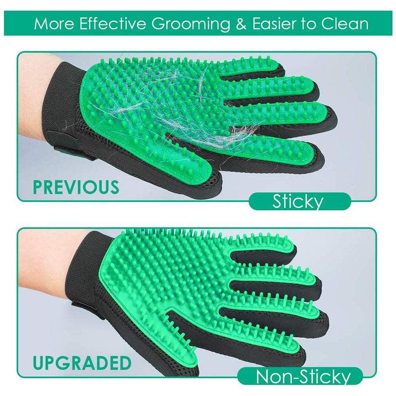 Pet Hair Remover Gloves, Enhance Pet Grooming Glove with 255 Tips, Deshedding Glove for Dog and Cat, 1 Pair Left & Right Gentle De-Shedding Glove Brush 1Green - BeesActive Australia