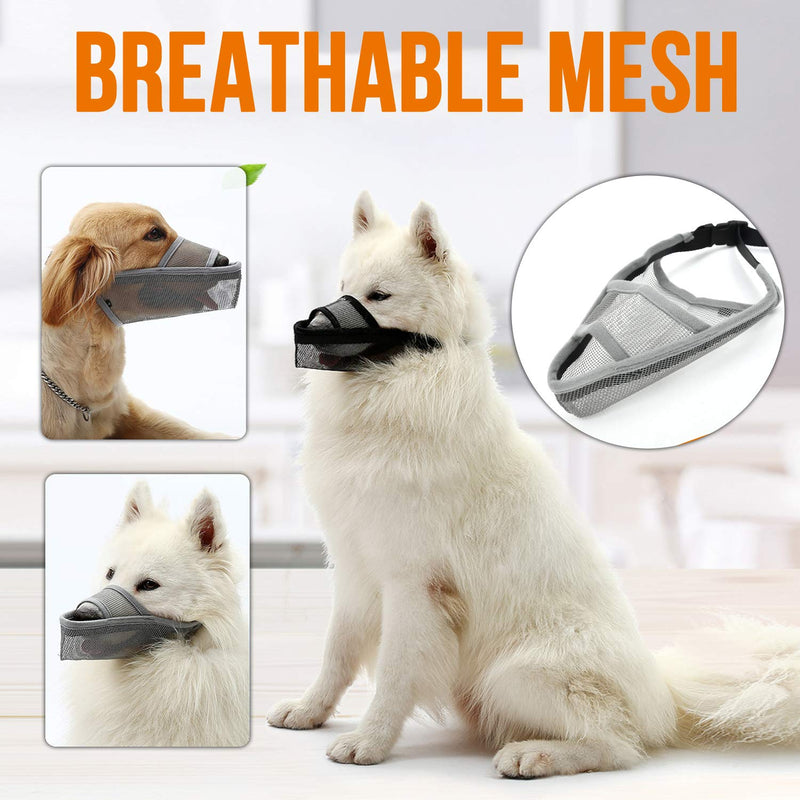 TANDD Dog Muzzle Soft Nylon Muzzle, Adjustable Breathable Mesh Dog Muzzle for Anti-Biting Anti-Barking Licking Medium Grey - BeesActive Australia