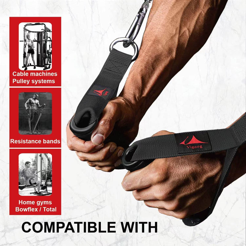 Vigoog Heavy Duty Gym Workout Handles Attachment for Cable Machine,Resistance Band,Pulley System Home Exercise Equipment, Compatible with Bowflex,Total and Smith, Comfortable and Stronger Grip Space black - BeesActive Australia