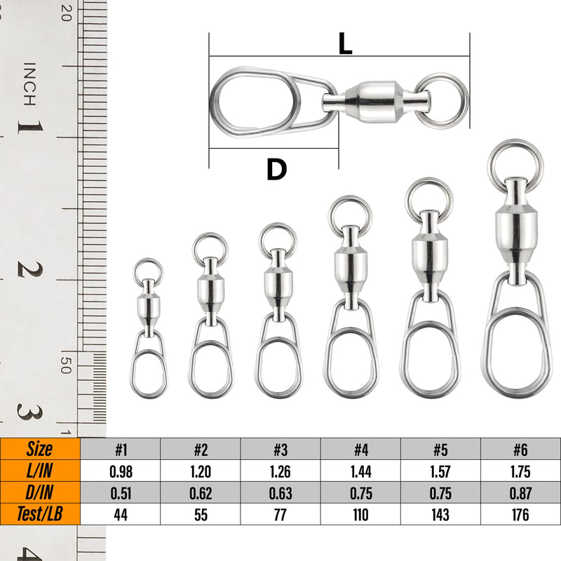 Dr.Fish 20 Pack Fishing Swivels with Oval Split Rings, Ball Bearing Snaps Swivels Saltwater Swivels Fishing Tackles Stainless Steel Solid Rings Heavy Duty Hyper Wire Lure Rings Connector 44LB-20 Pack - BeesActive Australia