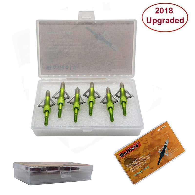 maifield Archery Broadheads 100 Grain Bowhunting Arrow Head 3 Fixed Blades 6 Pack for Small Game Crossbows and Compound Bow Arrows Green 6 pack - BeesActive Australia