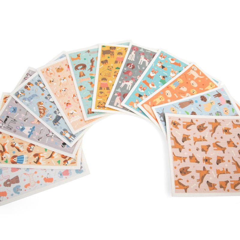 Puppington Pupper Towels 12 Pack Swedish Dishcloths for Kitchen - Dog Dish Towels - Swedish Dish Cloths for Kitchen - Dog Mom Gifts for Women - Eco Friendly (12 Breeds) 12 Pack Top Breeds Multi - BeesActive Australia