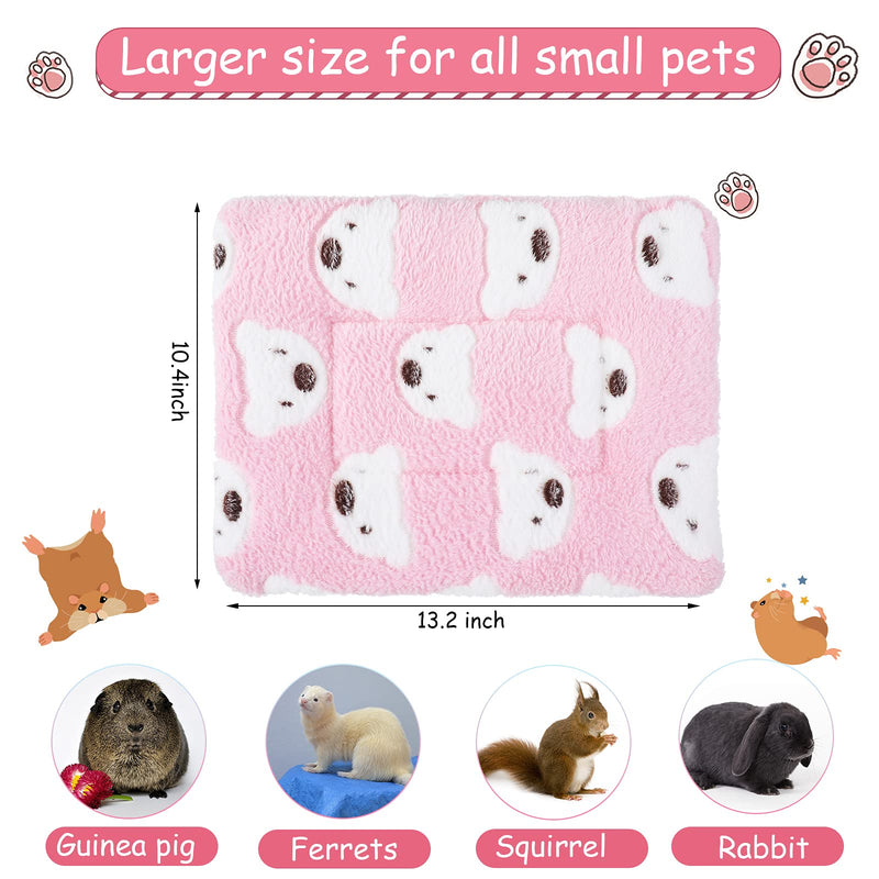 2 Pieces Guinea Pig Hammock and Mat Bed Set Soft Mat Guinea Pig Cage Accessories Hideout Tunnel Cave Thicken Fancy Bunkbed Hammock for Rat Ferret Sugar Glider Pink Bear - BeesActive Australia