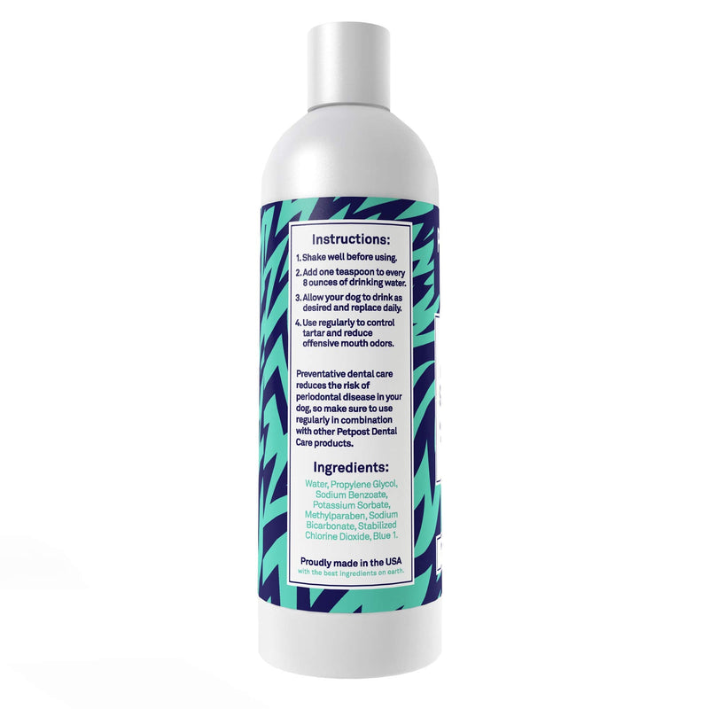 Petpost | Dental Solution for Dogs - Water Additive That Eliminates Bad Breath - Dirt, Gunk, and Tooth Buildup Gone - Natural Tooth Cleaning Solution 16 Fl Oz (Pack of 1) - BeesActive Australia