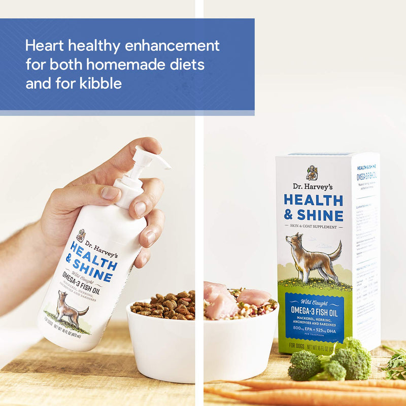Dr. Harvey's Health & Shine Omega 3 Fish Oil for Dogs from Wild Caught Mackerel, Herring, Anchovies and Sardines - Supports Beautiful Fur, Strong Joints and Itchy Allergy Relief (16 FL OZ) - BeesActive Australia