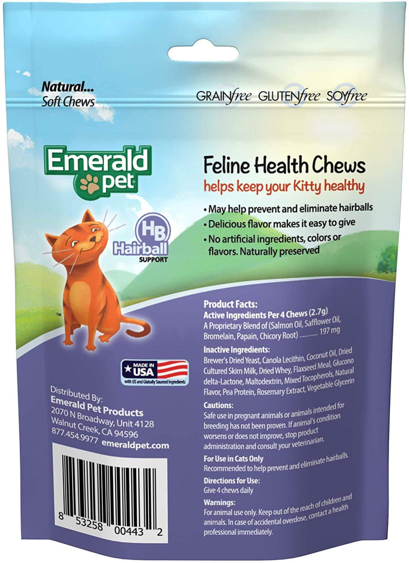 Emerald Pet 3 Pack of Hairball Feline Health Chews, 2.5 Ounces Each, Grain-Free, Made in The USA - BeesActive Australia