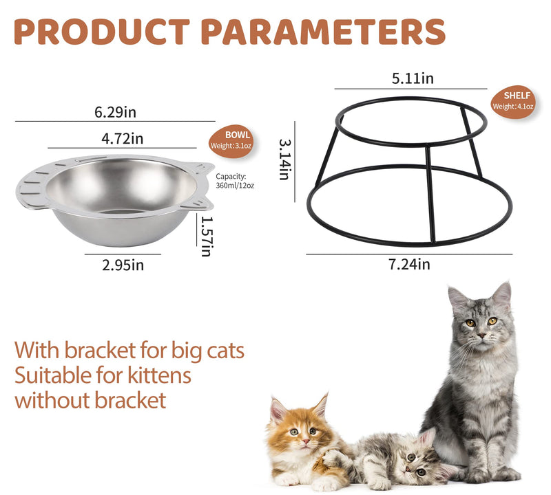 Nicelock Raised Cat Bowl Stainless Steel Small Cat Bowl Elevated Metal Cat Dish Kitten Bowl 12 floz - BeesActive Australia