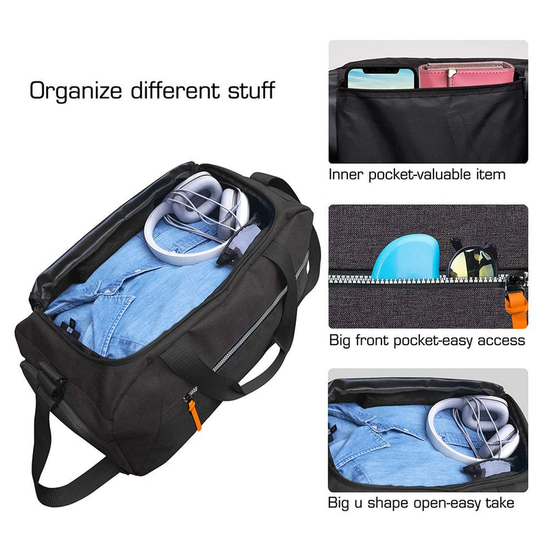 ROTOT Gym Duffel Bag, Gym Bag with Waterproof Shoe Pouch, Weekend Travel Bag with a Water-resistant Insulated Pocket Black - BeesActive Australia