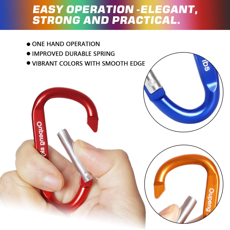 12PCS Carabiner Keychain Clip - Aluminum Caribeener Key Clip ,D Ring Shape Nonlocking Carabeaner Hook Buckle,Multi-Function Spring Snap Key Clips Tool for Home,Camping,Hiking,Traveling,Backpack - BeesActive Australia