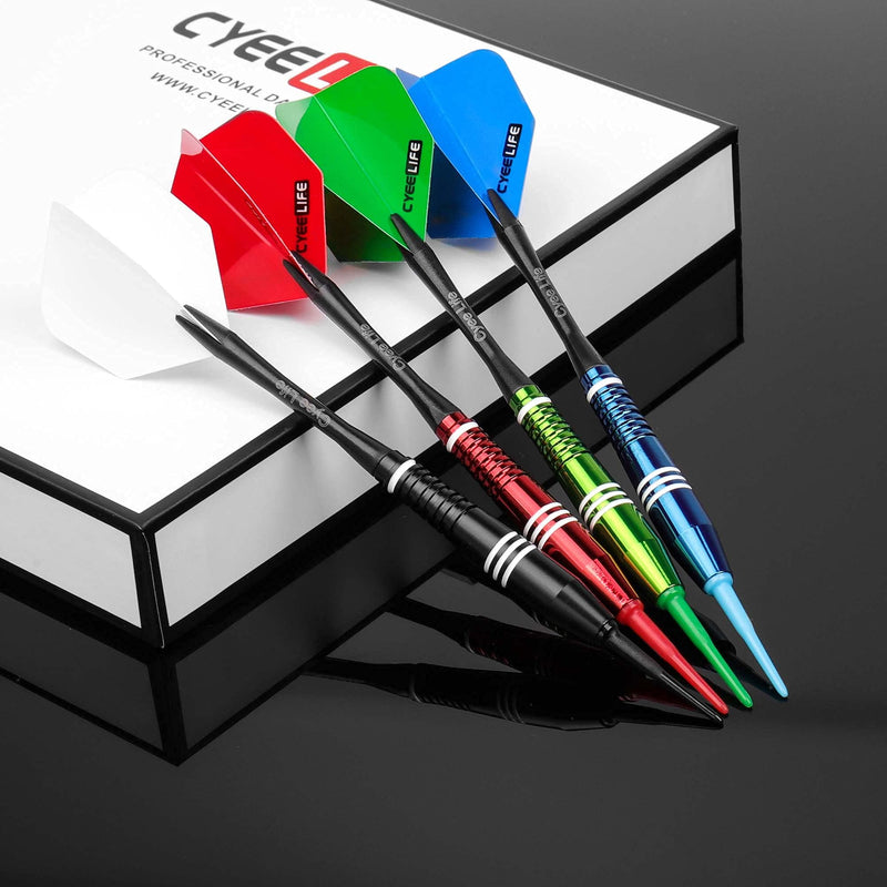 CyeeLife-Steel tip Darts 18g Colorful Barrels,Finger Grip Wax+20 Rubber O Rings+Ring Tool+100 Points+24 Flights(8 Designs)+16 Plastic Protectors+12 Aluminum Shafts+12 Nylon Shafts+Gift Packaging - BeesActive Australia