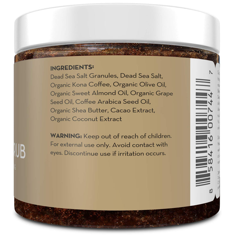 Arabica Coffee Body Scrub Exfoliator with Coconut and Shea Butter for Cellulite and Stretch Marks, Coffee Scrub for Eczema, Stretch-marks, and Cellulite by Pure Body Naturals, 8.8 Ounce - BeesActive Australia