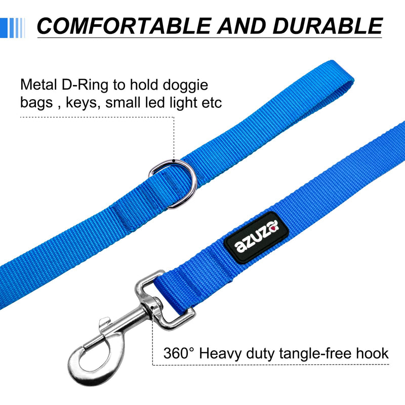 azuza 3 Pack Nylon Dog Leashes,Strong & Durable Basic Leash 4/5/6 FT with Easy to Use Collar Hook,Available in Multiple Length S: 5/8"x 6 FT (Pack of 3) 1#Blue - BeesActive Australia