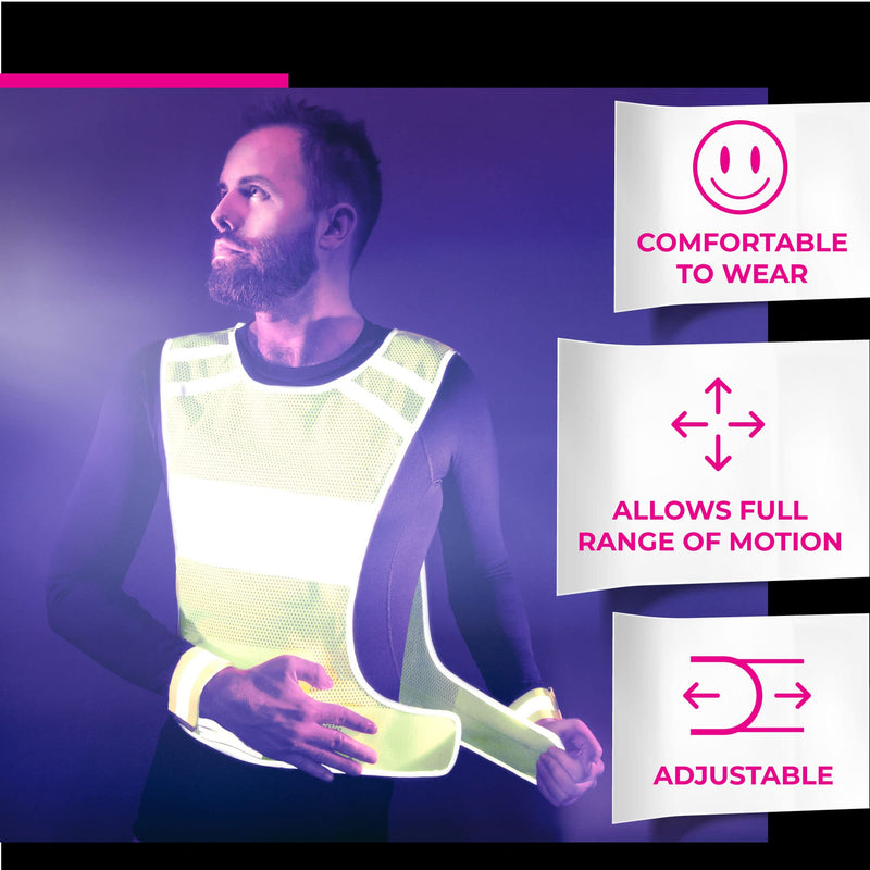 247 Viz Reflective Running Vest Safety Gear - High Visibility Vest for Women & Men, Stay Visible & Safe, Light & Comfy Running & Cycling Vest - Large Pocket, Adjustable Waist & 2 Reflective Bands Yellow Medium - BeesActive Australia