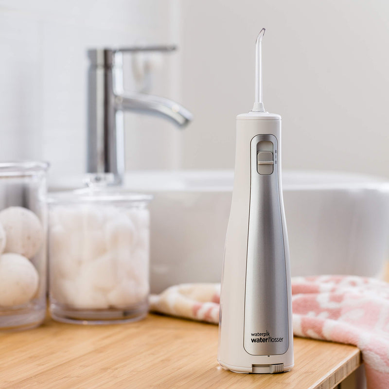 Waterpik Cordless Freedom Water Flosser, Portable and Waterproof Battery Powered Dental Plaque Removal Tool, Ideal for Travel, Small Bathrooms or In-Shower Use, White (WF-03UK010), White - BeesActive Australia