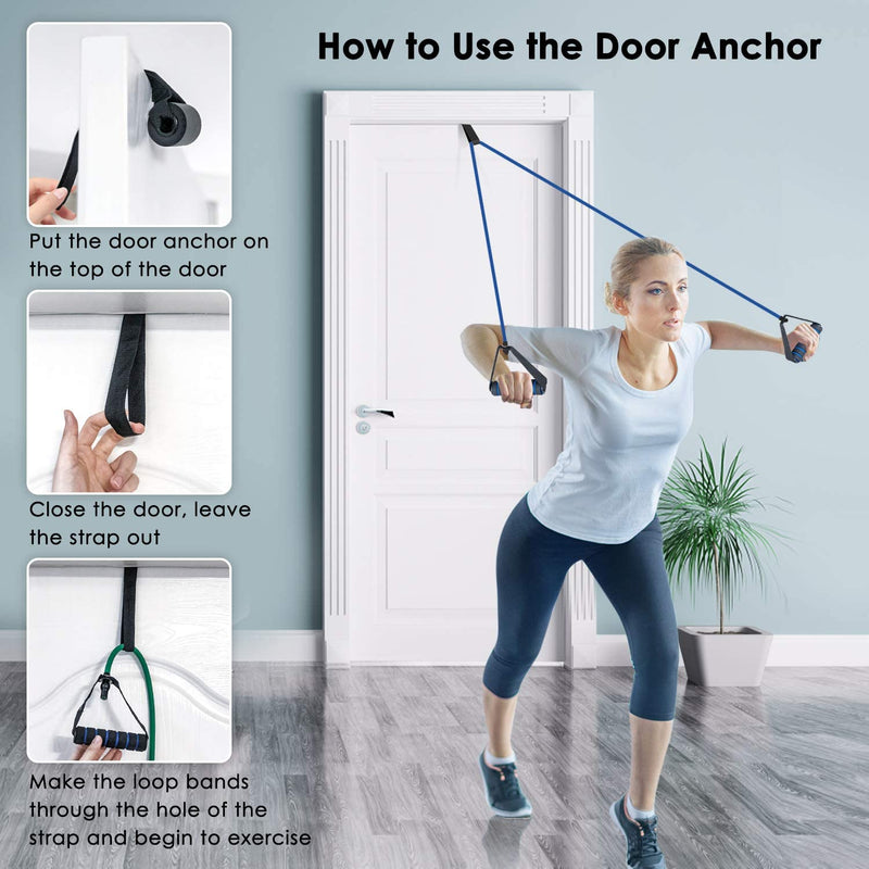 Cikyner Resistance Bands, Resistance Tubes Resistance Bands with Handles Exercise Bands, Ideal for Home Gym Physical Therapy Strength Training Muscle Toning, Door Anchor & Bag included (single tube) Blue - BeesActive Australia