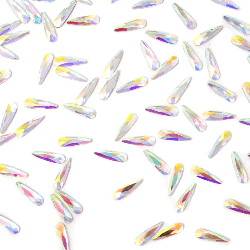 Honbay 100PCS 3x10mm Crystal AB Flat Back Rhinestones Super Shiny Raindrop Shaped Gems Diamonds for Nail Art, DIY Crafts, Phone, Clothes, Shoes and More - BeesActive Australia