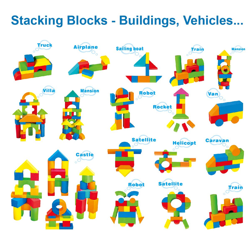Pairez Toys Foam Building Blocks for Toddlers 1-3, 81 Pieces Soft Stacking Blocks Toy Set, Baby Bath Foam Toys, Sensory and Montosorri Toys for Boys & Girls 18+ Months B-81pcs - BeesActive Australia