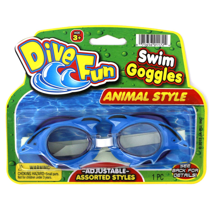 [AUSTRALIA] - Animal Swim Goggles Dive Fun Dolphin (Blue), Fish (Yellow), Crab (Orange), Killer Whale (Black) Pool Goggles Summer Beach Goggles for Kids with 2 GosuToys Stickers 