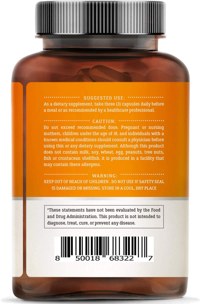 Turmeric Curcumin with BioPerine Black Pepper and 95% Curcuminoids – High Absorption Turmeric Supplements 1300mg for Joint, Hearth & Inflammatory Health – Non-GMO, Gluten Free - 120 Capsules 120 Count (Pack of 1) - BeesActive Australia