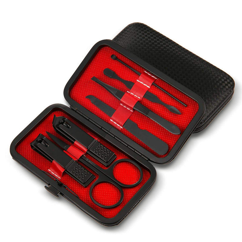 Jwxstore Manicure Set, Pedicure Kit, Nail Clippers, Professional Grooming Kit, Nail Tools with Luxurious Travel Case for Men and Women (7 In 1 Black) 7 In 1 Black - BeesActive Australia