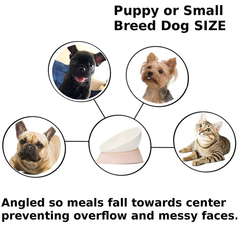 JWPC Bulldog Bowl Anti-Slip Dog Cat Dish Detachable Rubber Dog Bowl Pet Sterile Tilted Pet Feeder Slope Base White - BeesActive Australia